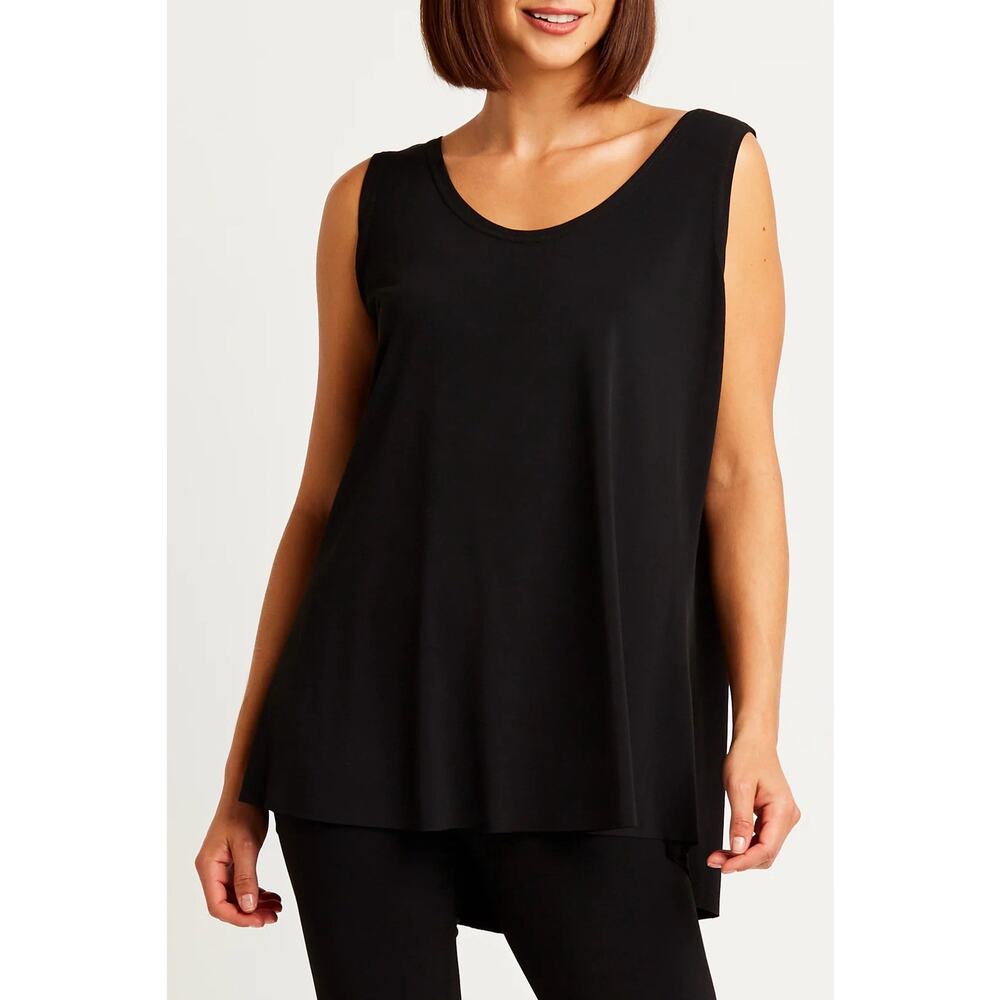 Planet by Lauren G Matte Jersey Black Shirtail Tank Top Women Sz 1 (6-8 M) $142
